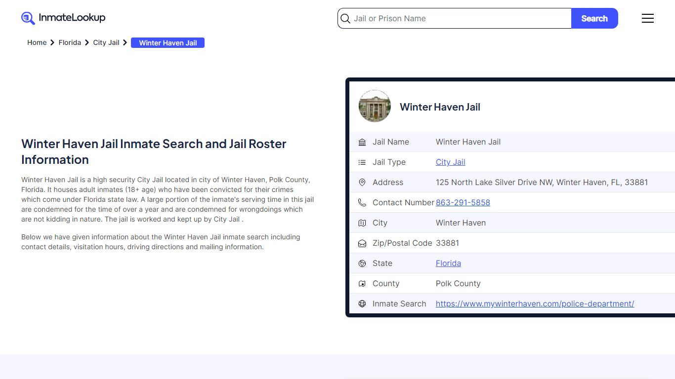 Winter Haven Jail (FL) Inmate Search Florida - Inmate Lookup