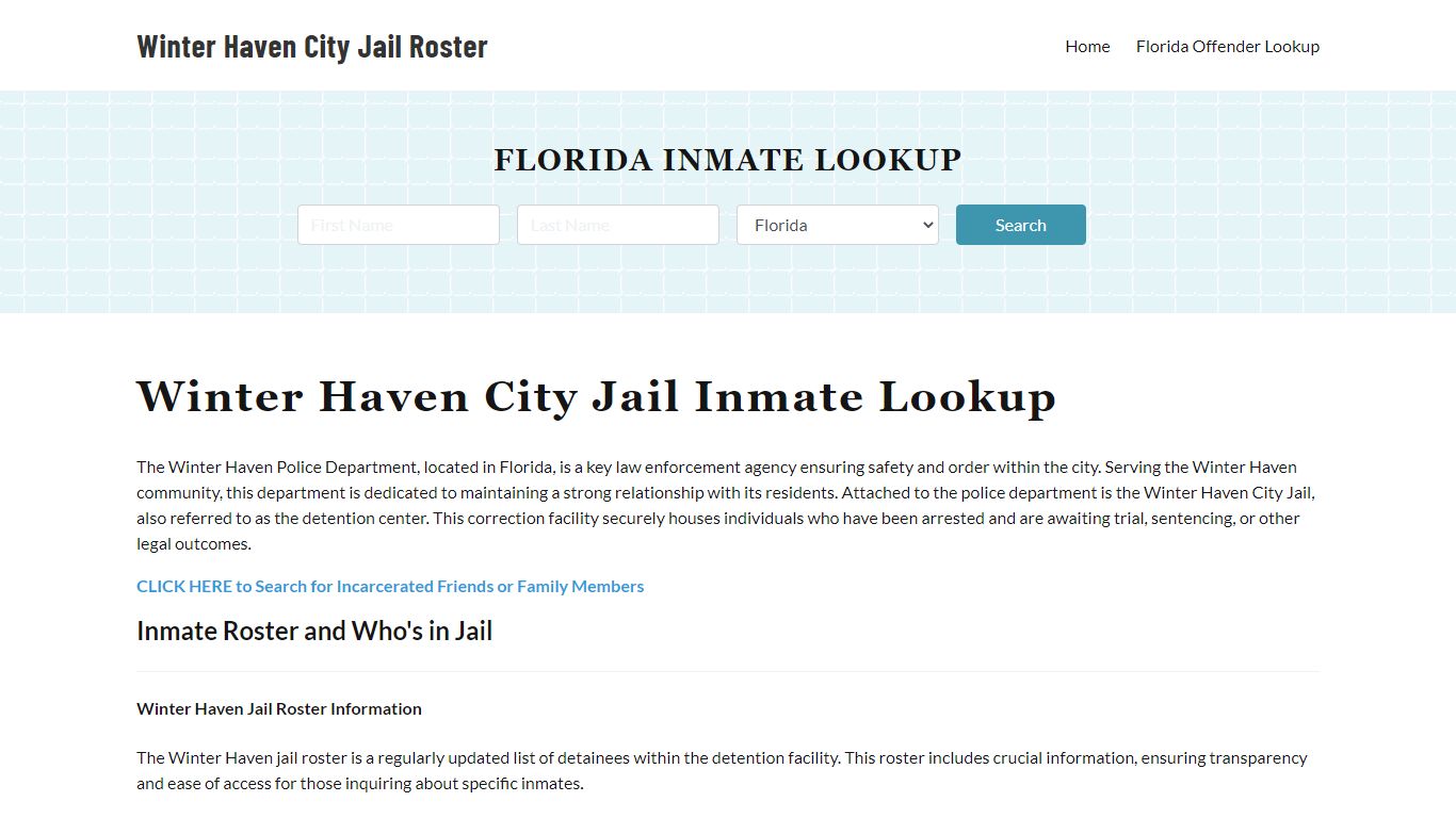 Winter Haven Police Department & City Jail, FL Inmate Roster, Arrests ...
